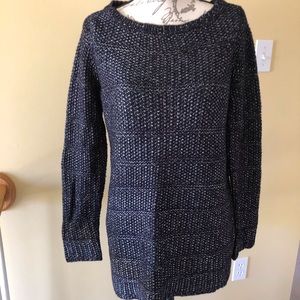 WHBM blue metallic thread sweater w/scarf